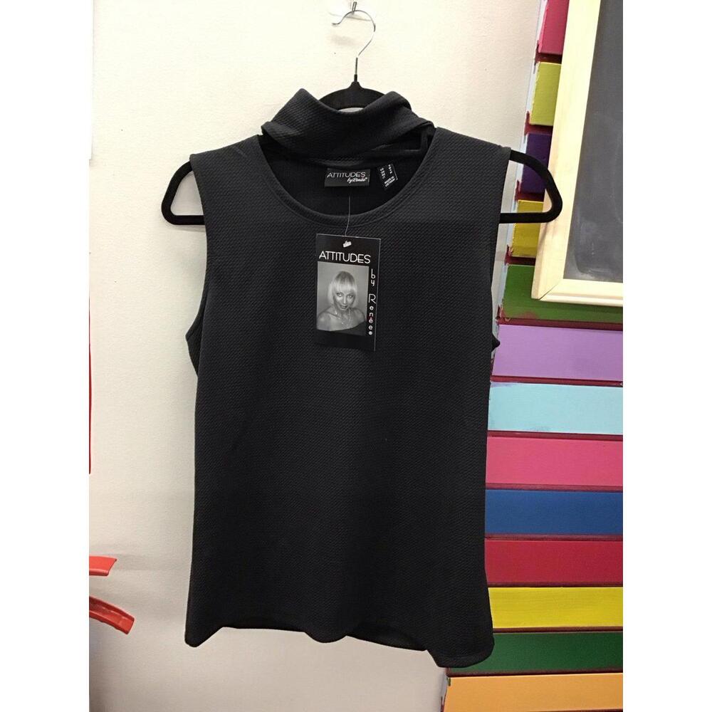 Attitudes by Renee spwomens small cutout sleeveless top black new from HSN